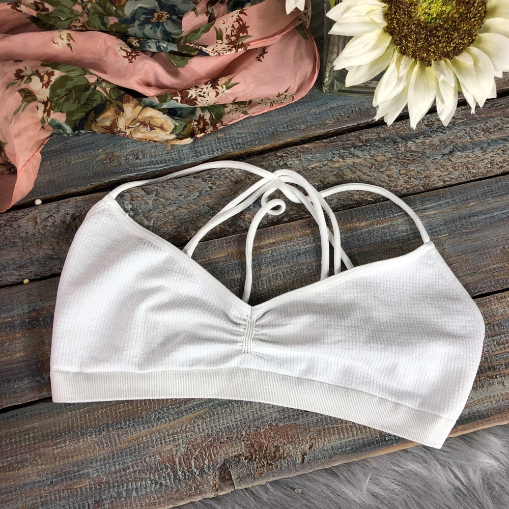 Free People White Strappy Back Bralette NWT Sz M/L - Picture 7 of 8